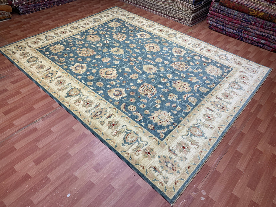 9'x12' Hand-Knotted Chobi Blue/Ivory Area Rug – KB Rugs
