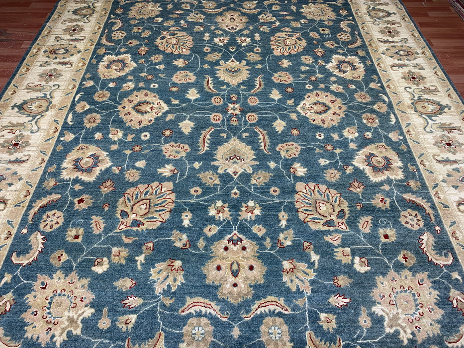 9'x12' Hand-Knotted Chobi Blue/Ivory Area Rug – KB Rugs