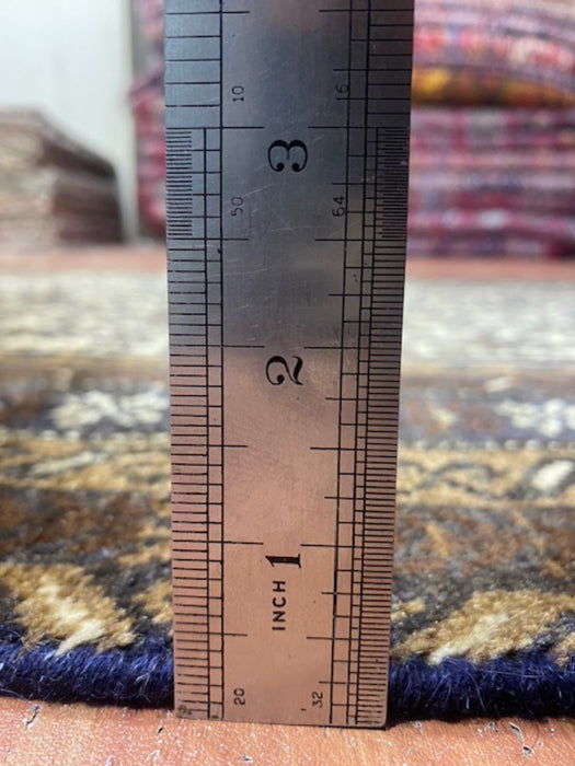 3’3” × 5’9” Hand-Knotted Baluch Wool Rug – Ivory & Indigo Geometric Motif