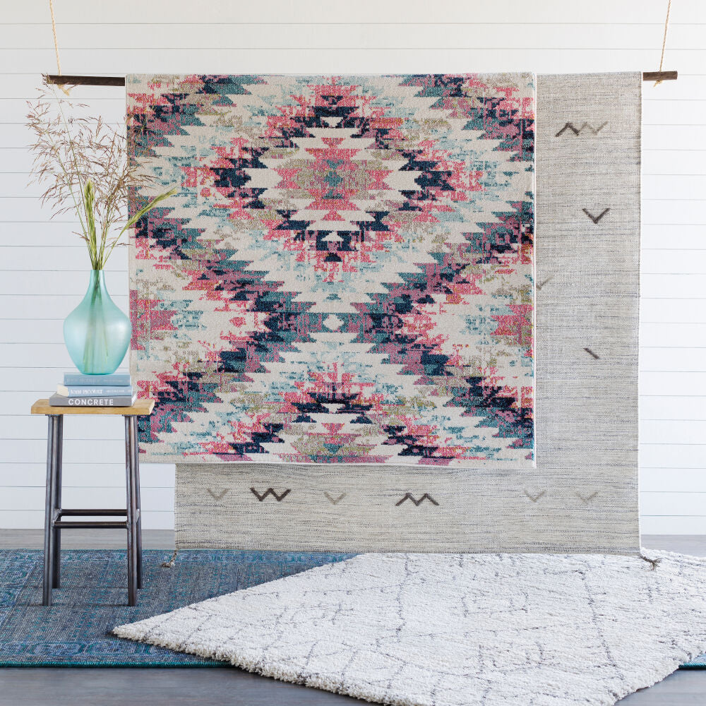 Anika Machine Woven Rug — Pink / Navy | ANI-1037 - performance