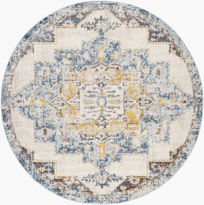 Ankara Machine Woven Rug — Ivory / Blue | AKR-2309
