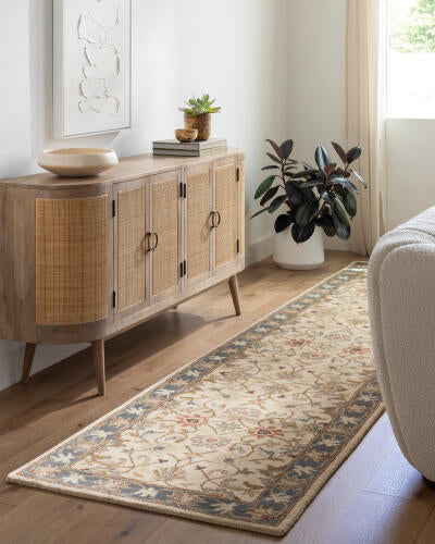 Caesar Handmade Wool Rug — Beige / Denim | CAE-1125