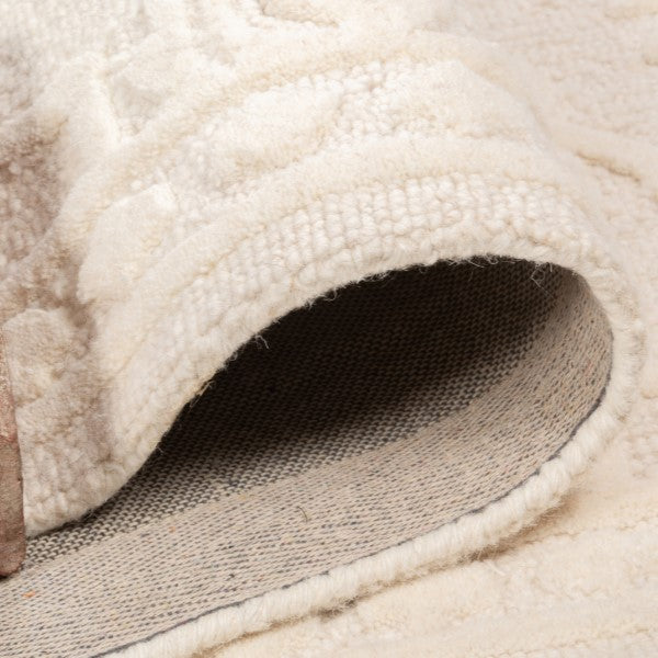 Soft Ivory Tone-on-Tone Wool Rug – Hand Made