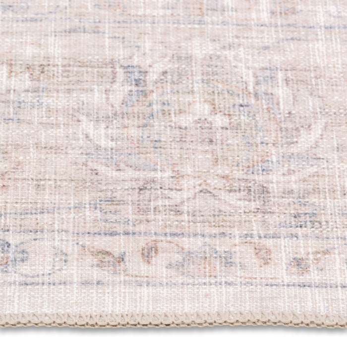 Premium Washable Non-Slip Rug – Dusty Blue Medallion (Machine Washable)