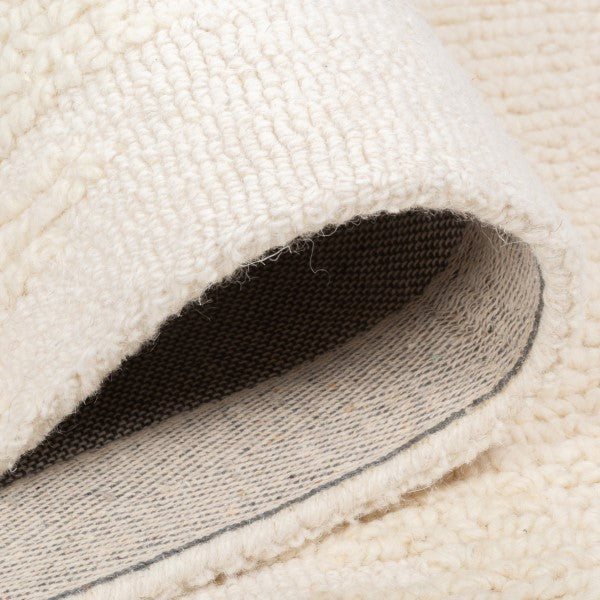 Ivory Tonal Stripe Wool Rug – Hand Made (0.75" Pile)