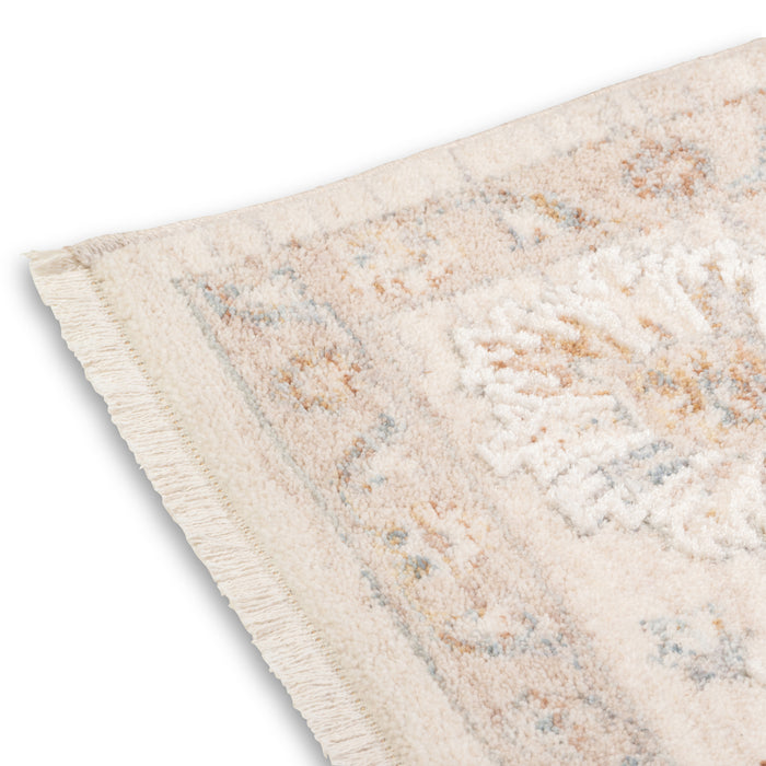 Ivory Floral Oushak-Style Rug – Easy-Care Turkish Powerloom (0.25" Pile)