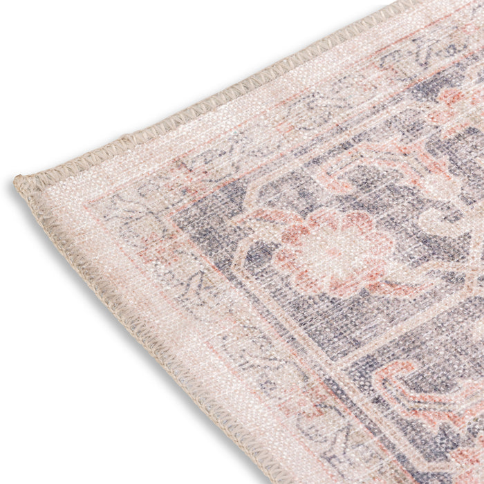 Premium Washable Non-Slip Rug – Blush Medallion (Machine Washable)