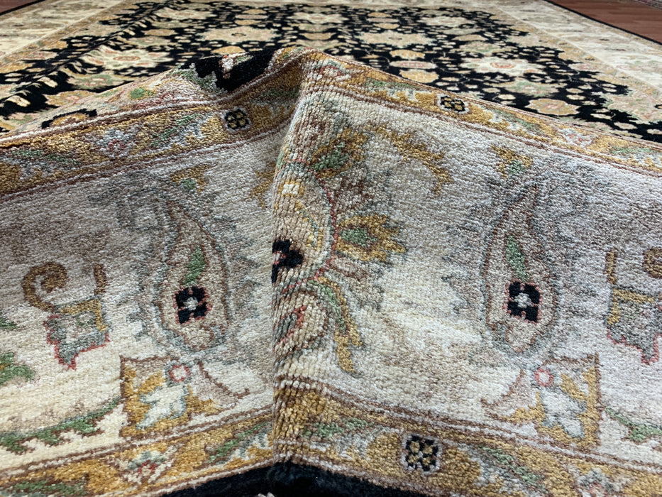 8'x10' Hand-Knotted Chobi Black/Ivory Area Rug – KB Rugs