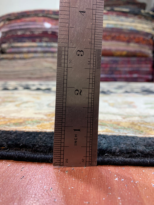 8'x10' Hand-Knotted Chobi Black/Ivory Area Rug – KB Rugs