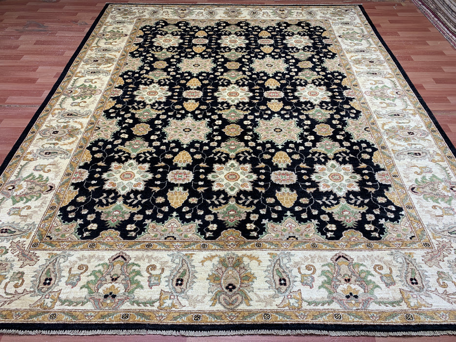 8'x10' Hand-Knotted Chobi Black/Ivory Area Rug – KB Rugs