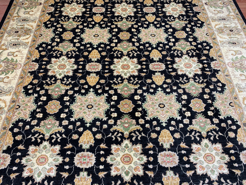 8'x10' Hand-Knotted Chobi Black/Ivory Area Rug – KB Rugs