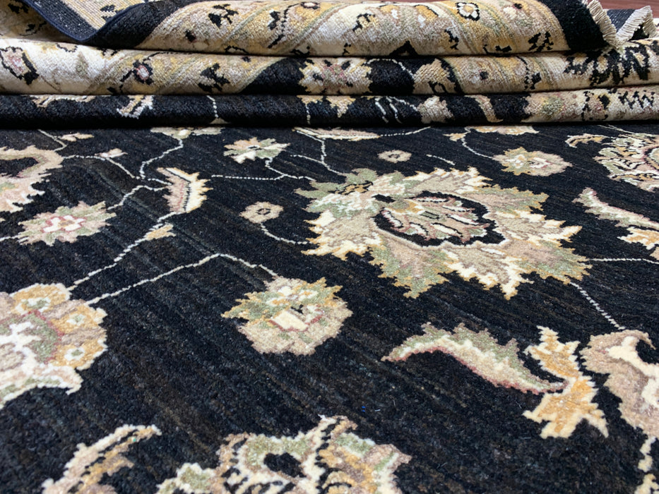 8'x10' Hand-Knotted Chobi Black/Ivory Area Rug – KB Rugs