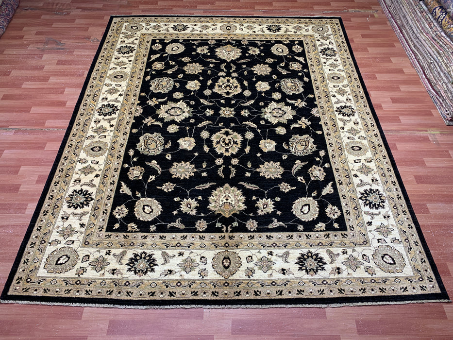 8'x10' Hand-Knotted Chobi Black/Ivory Area Rug – KB Rugs