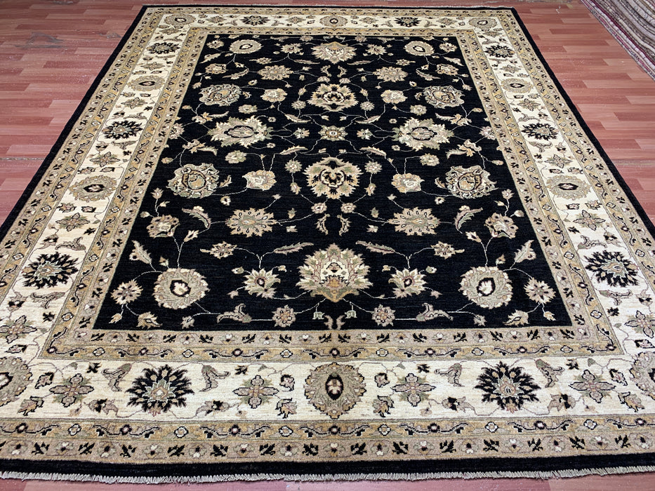 8'x10' Hand-Knotted Chobi Black/Ivory Area Rug – KB Rugs