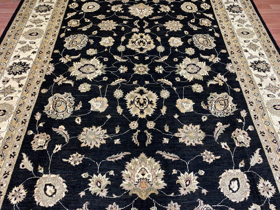 8'x10' Hand-Knotted Chobi Black/Ivory Area Rug – KB Rugs