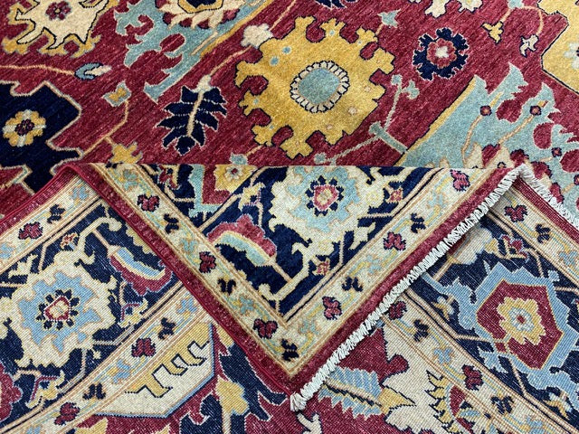 8'x10' Hand-Knotted Chobi Red/Navy Area Rug – KB Rugs