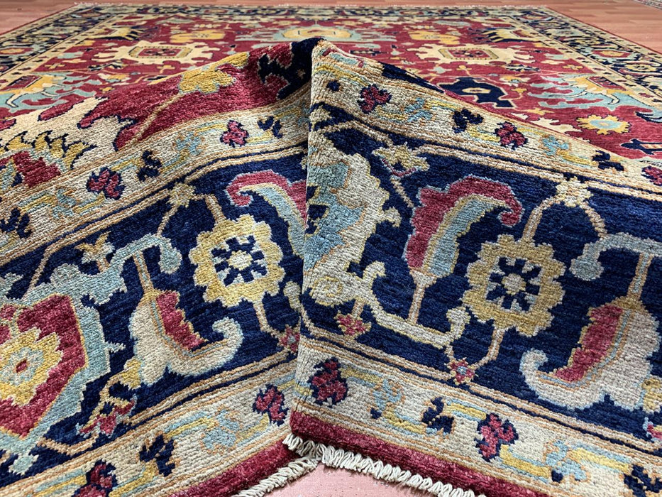 8'x10' Hand-Knotted Chobi Red/Navy Area Rug – KB Rugs