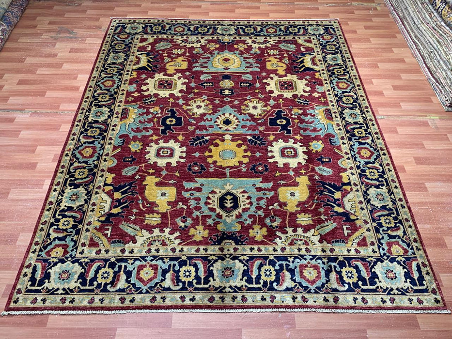 8'x10' Hand-Knotted Chobi Red/Navy Area Rug – KB Rugs