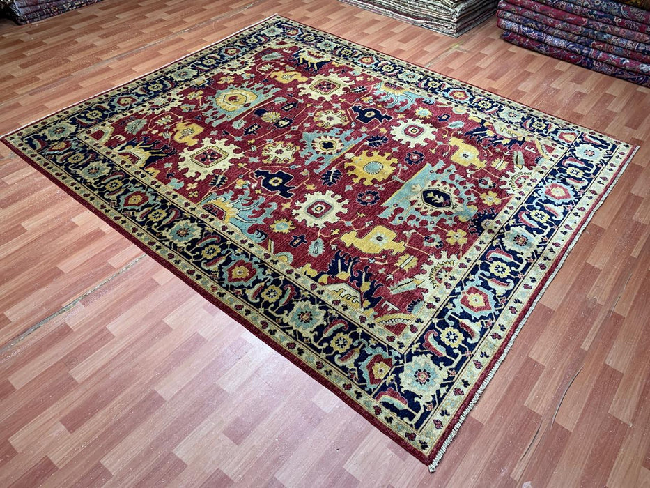 8'x10' Hand-Knotted Chobi Red/Navy Area Rug – KB Rugs