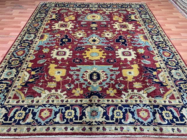 8'x10' Hand-Knotted Chobi Red/Navy Area Rug – KB Rugs