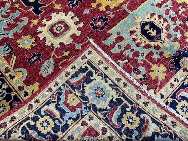 8'x10' Hand-Knotted Chobi Red/Navy Area Rug – KB Rugs