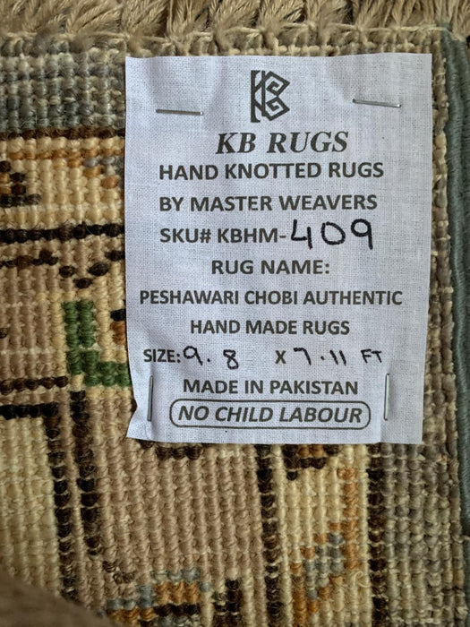 8'x10' Hand-Knotted Chobi Blue/Ivory Area Rug – KB Rugs