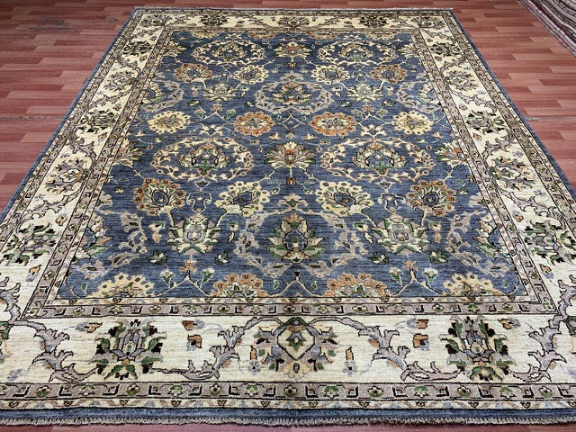 8'x10' Hand-Knotted Chobi Blue/Ivory Area Rug – KB Rugs