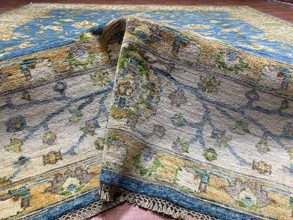 8'x10' Hand-Knotted Chobi Blue/Ivory Area Rug – KB Rugs