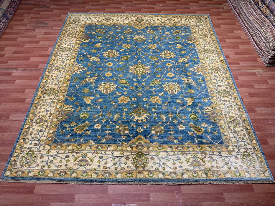 8'x10' Hand-Knotted Chobi Blue/Ivory Area Rug – KB Rugs