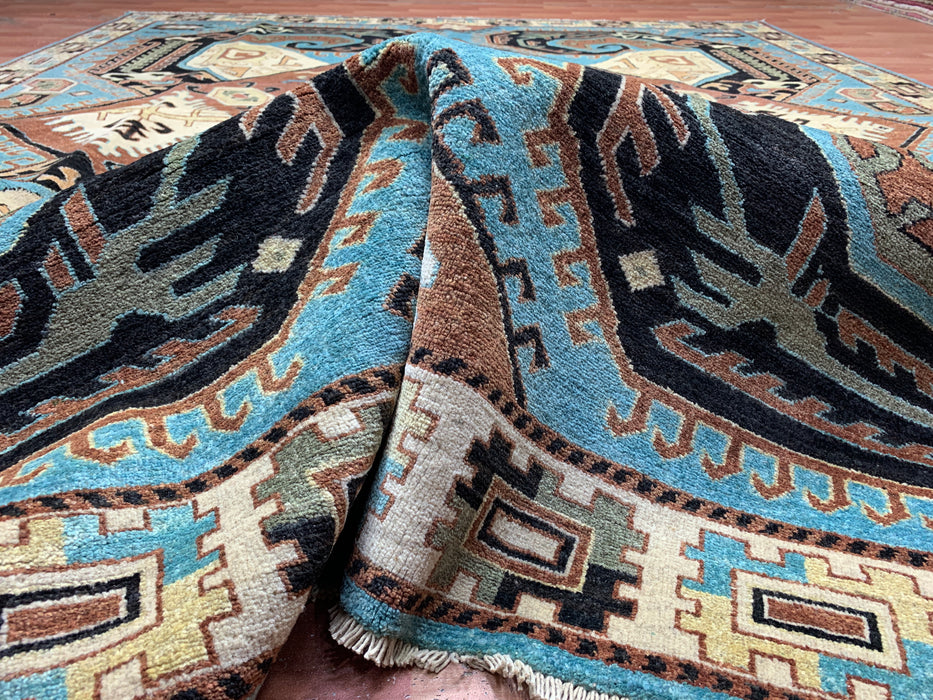 8'x10' Hand-Knotted Chobi Blue/ Multi Area Rug – KB Rugs