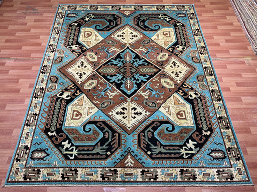 8'x10' Hand-Knotted Chobi Blue/ Multi Area Rug – KB Rugs