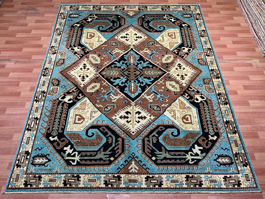 8'x10' Hand-Knotted Chobi Blue/ Multi Area Rug – KB Rugs