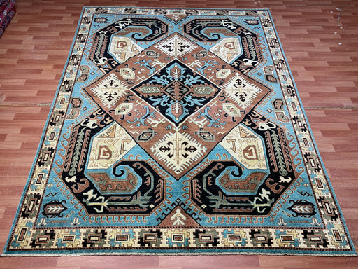 8'x10' Hand-Knotted Chobi Blue/ Multi Area Rug – KB Rugs