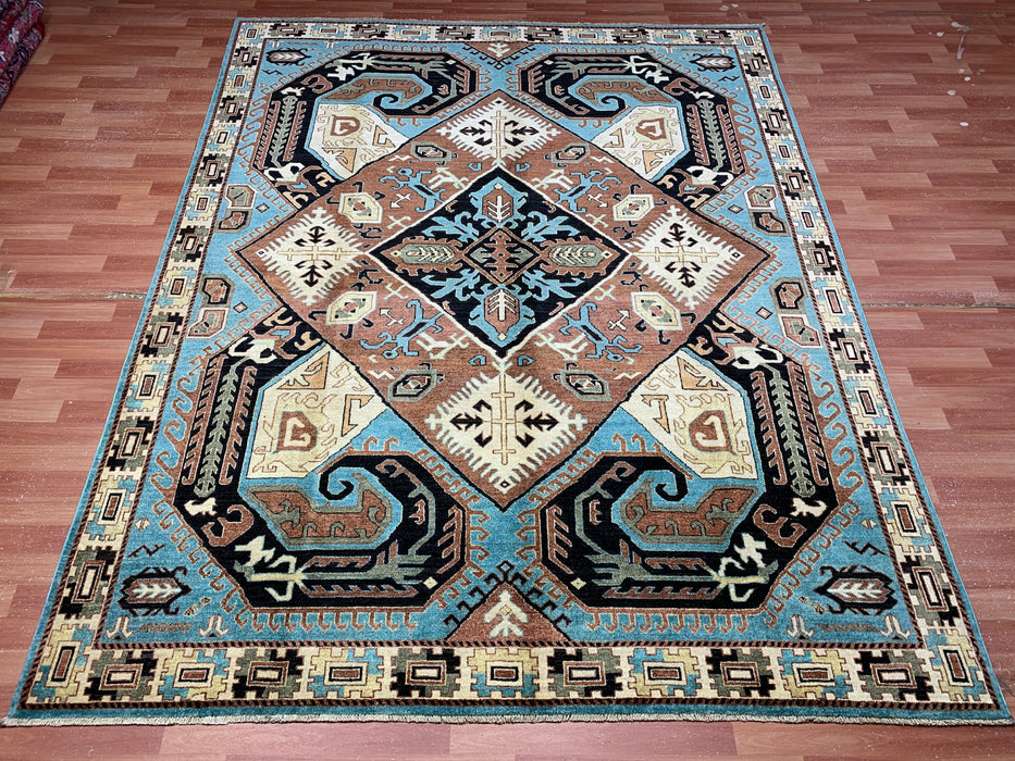 8'x10' Hand-Knotted Chobi Blue/ Multi Area Rug – KB Rugs