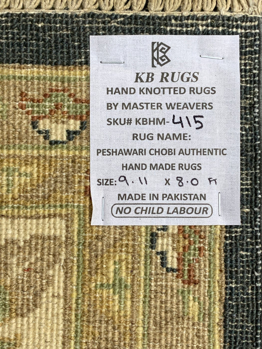 8'x10' Hand-Knotted Chobi Navy/Ivory Area Rug – KB Rugs