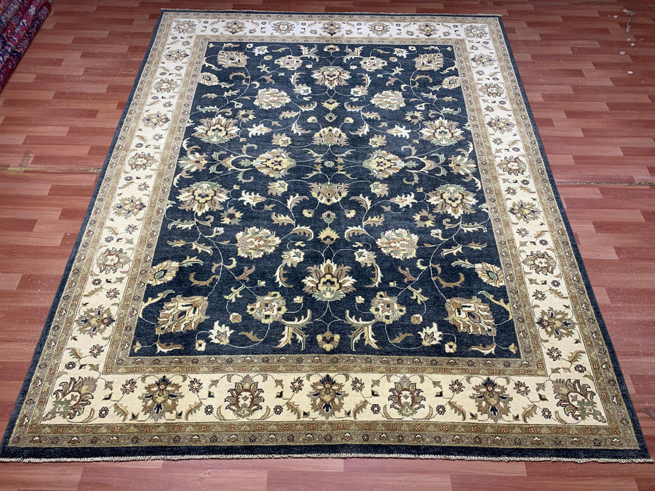 8'x10' Hand-Knotted Chobi Navy/Ivory Area Rug – KB Rugs