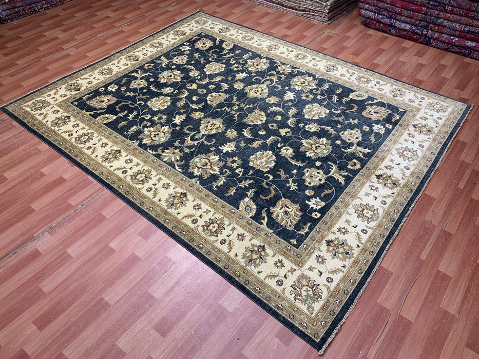 8'x10' Hand-Knotted Chobi Navy/Ivory Area Rug – KB Rugs