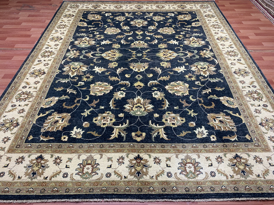 8'x10' Hand-Knotted Chobi Navy/Ivory Area Rug – KB Rugs