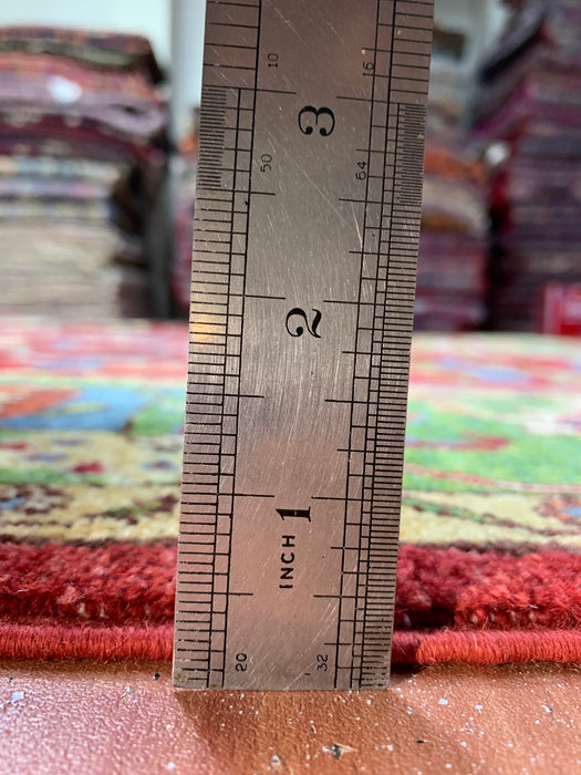 7'x10' Hand-Knotted Kazak Wool Rug – Red & Green Tribal Design