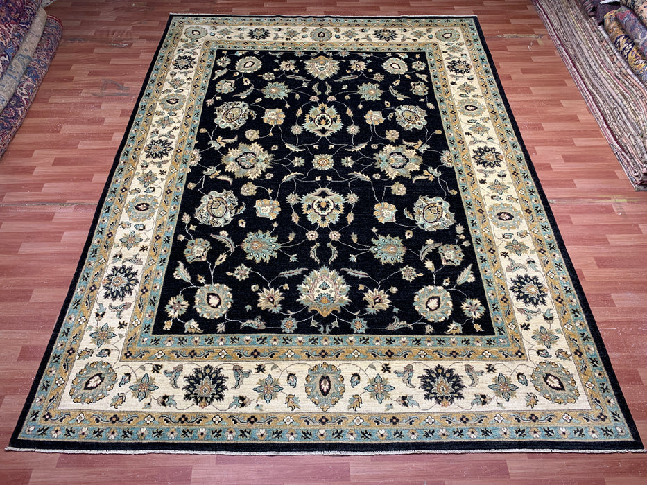 9'x12' Hand-Knotted Chobi Black/Ivory Area Rug – KB Rugs