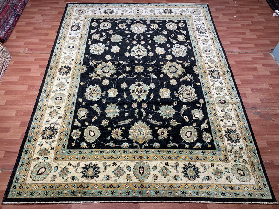 9'x12' Hand-Knotted Chobi Black/Ivory Area Rug – KB Rugs