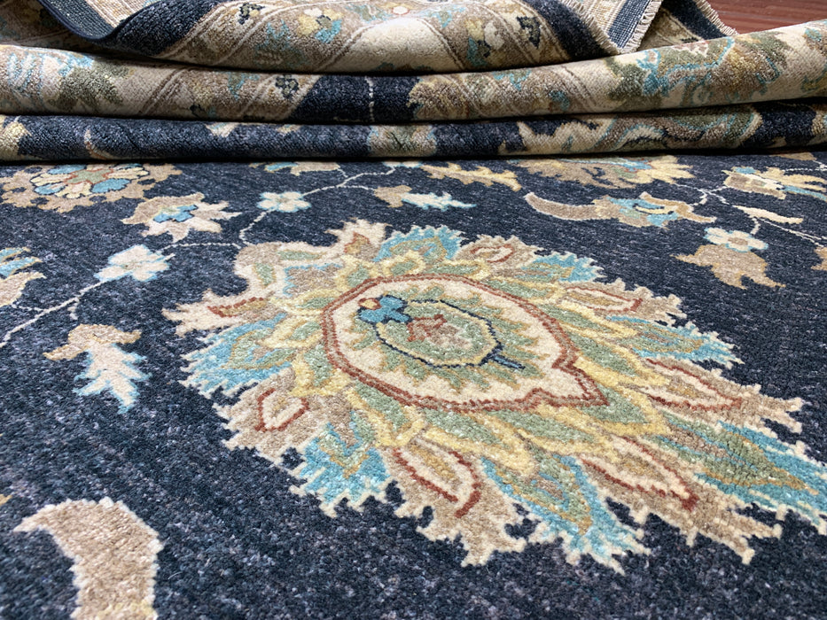 8'x10' Hand-Knotted Chobi Navy/Ivory Area Rug – KB Rugs