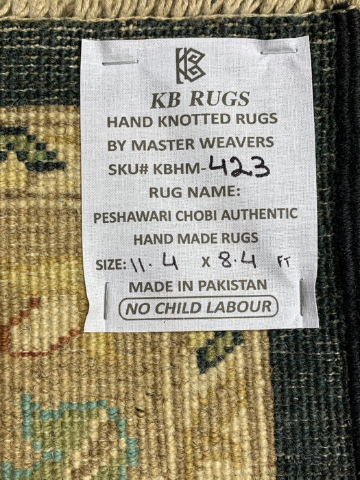 8'x10' Hand-Knotted Chobi Navy/Ivory Area Rug – KB Rugs