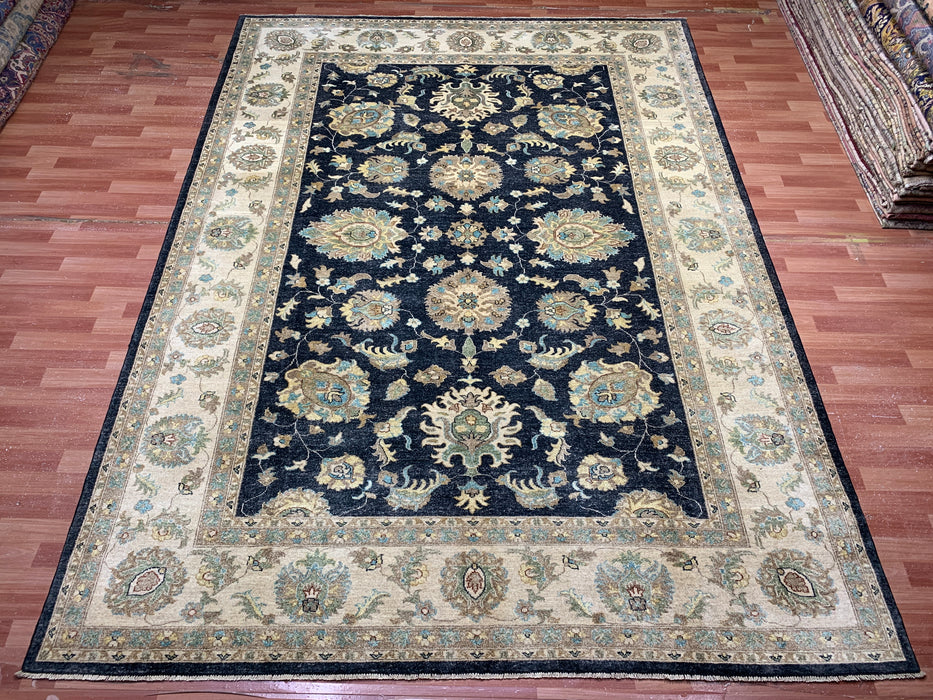 8'x10' Hand-Knotted Chobi Navy/Ivory Area Rug – KB Rugs