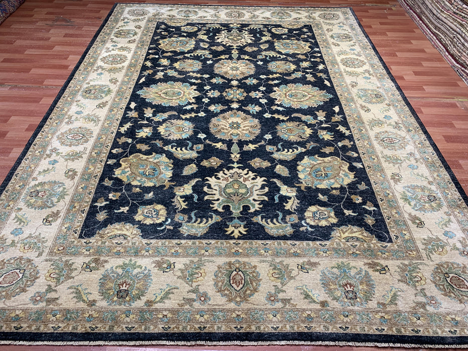 8'x10' Hand-Knotted Chobi Navy/Ivory Area Rug – KB Rugs