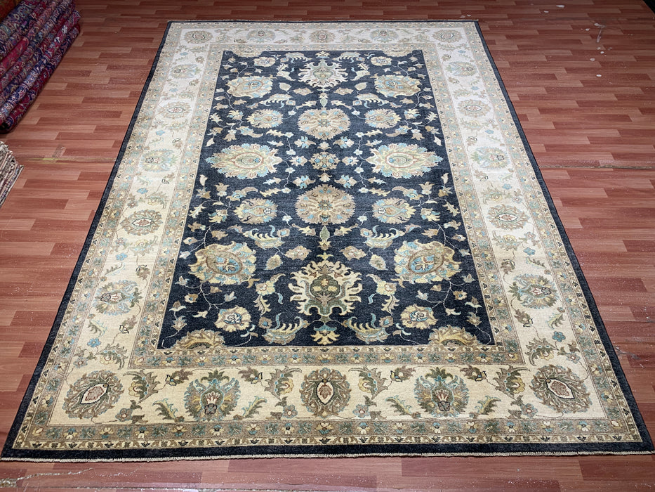 8'x10' Hand-Knotted Chobi Navy/Ivory Area Rug – KB Rugs