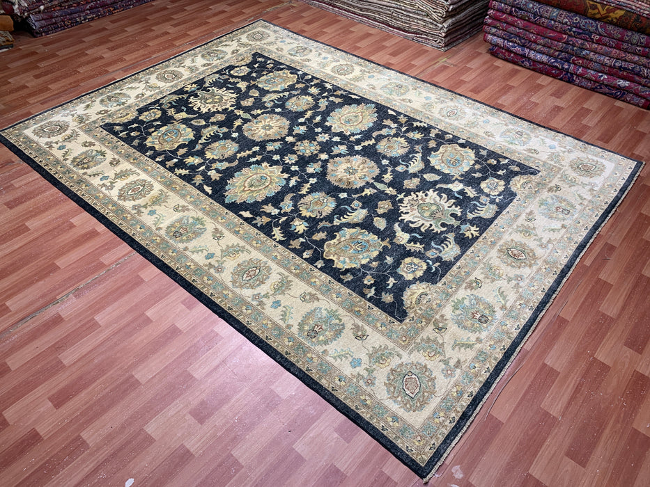 8'x10' Hand-Knotted Chobi Navy/Ivory Area Rug – KB Rugs