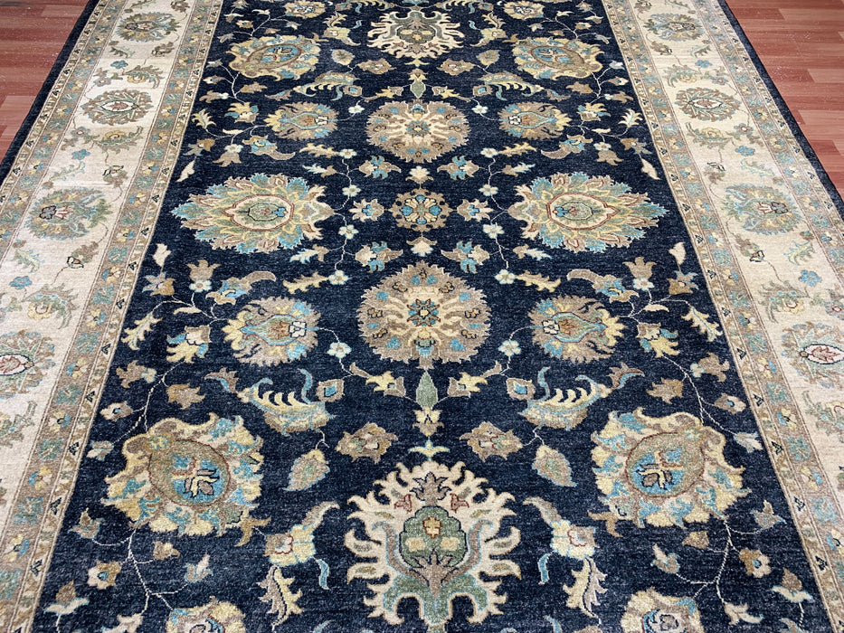 8'x10' Hand-Knotted Chobi Navy/Ivory Area Rug – KB Rugs