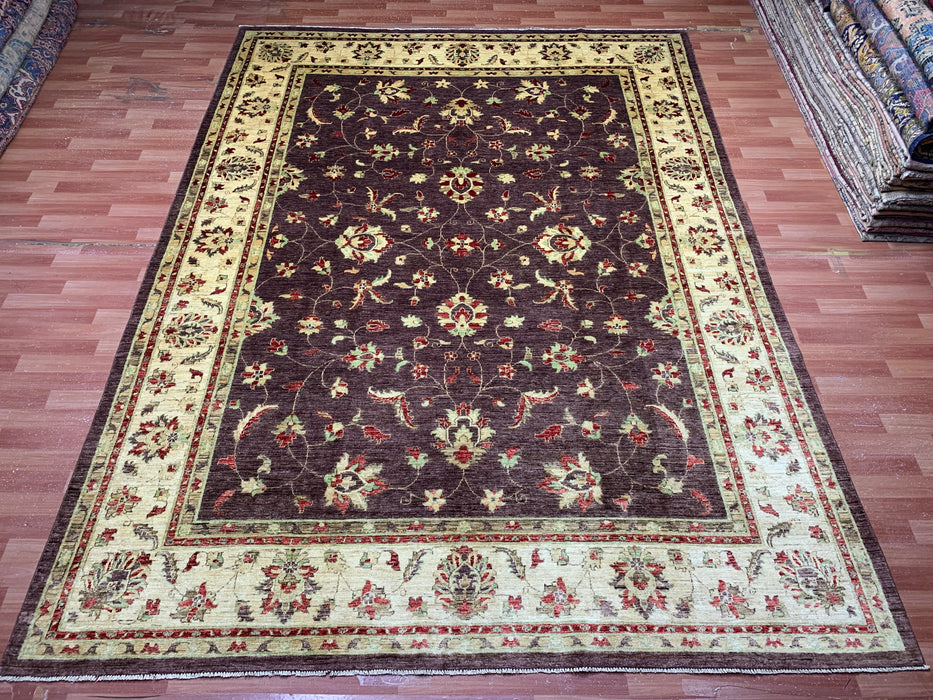 9'x12' Hand-Knotted Chobi Brown/Ivory Area Rug – KB Rugs