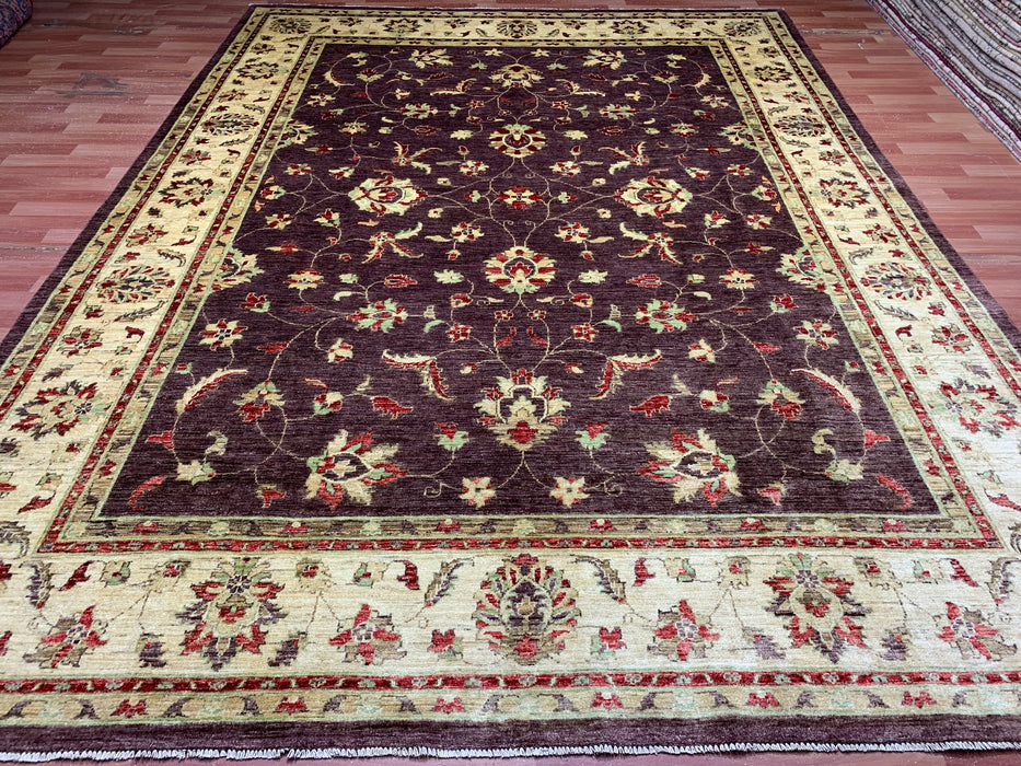 9'x12' Hand-Knotted Chobi Brown/Ivory Area Rug – KB Rugs